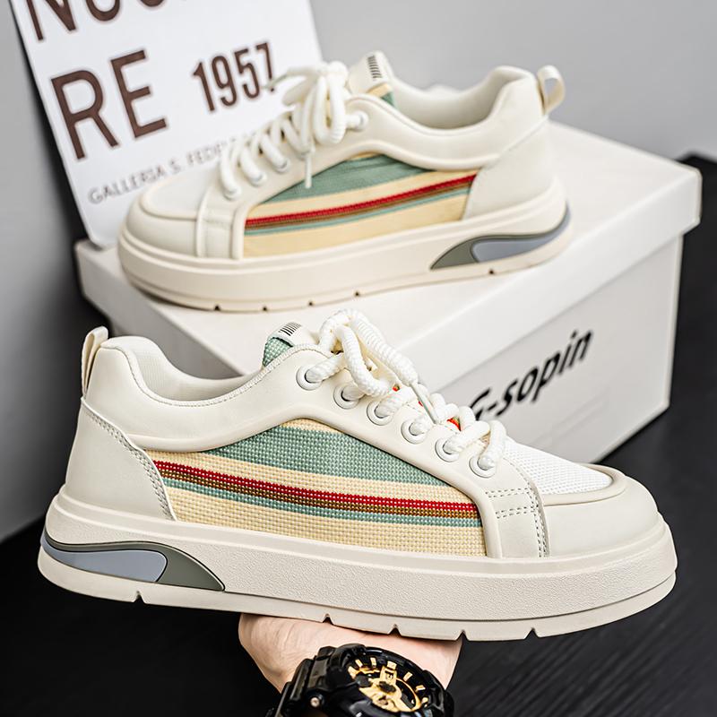 Fashion Men's Breathable Mesh Sneakers Heightening Thick Bottom Summer New Style Student Fashion Versatile Board Shoes Rubber Sole