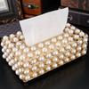 Rectangular Paper Box, Pearl Tissue Box Luxury Napkin Holder Pumping Tissue Box Cover for Home Room Living Desktop Decorative