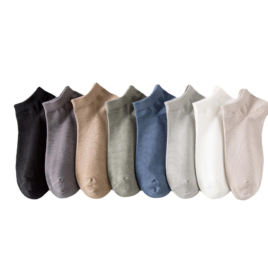 Short Men'S Socks Solid Color Comfortable Low-Top Socks Breathable Thin Sweat-Absorbing Cotton Socks Business Casual Boat Socks Basic