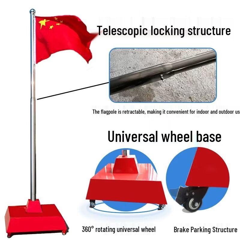 Movable Stainless Steel Flagpole with Platform