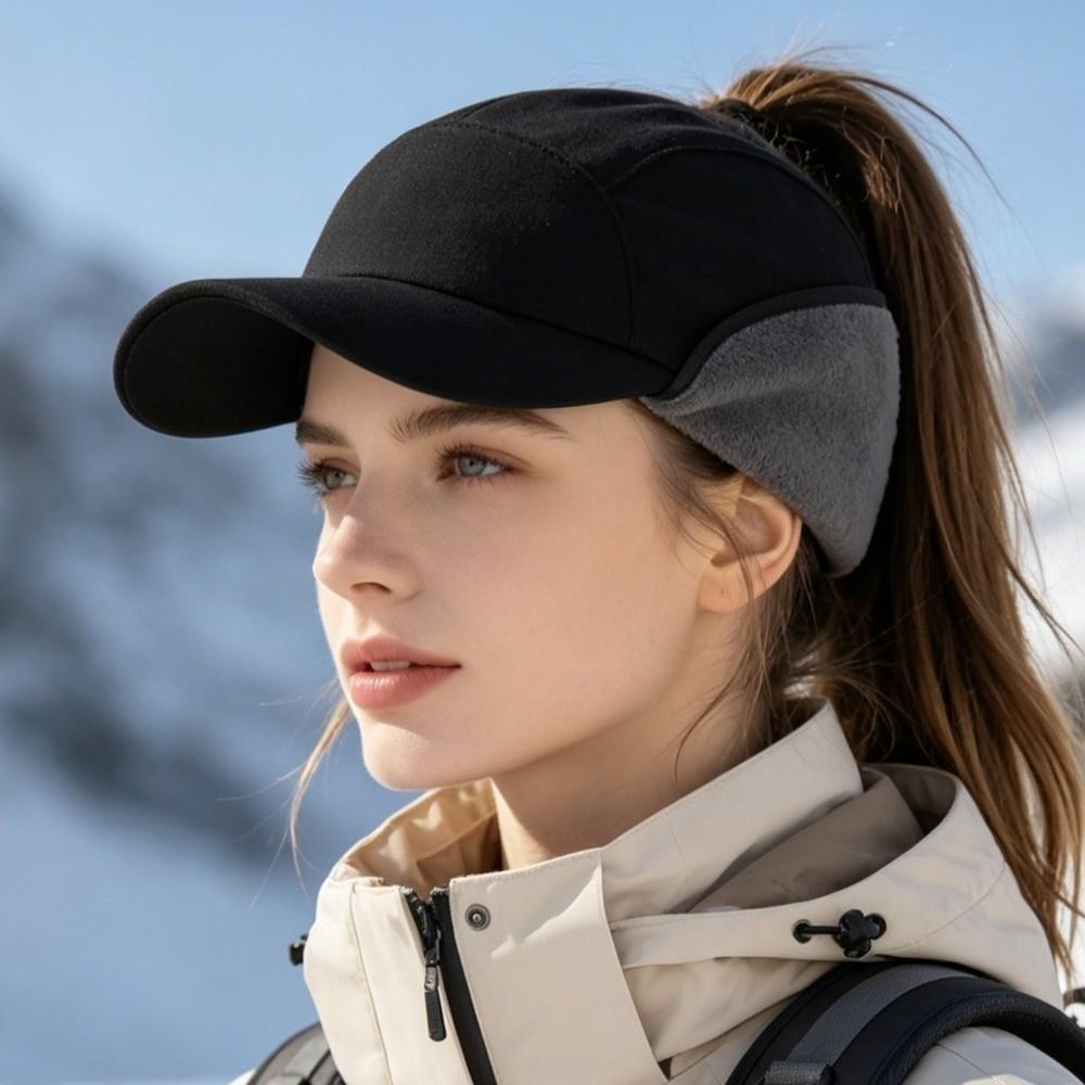 Adjustable Snapback Ear Flap Baseball Cap Thickened Fleece Winter Sports Hat