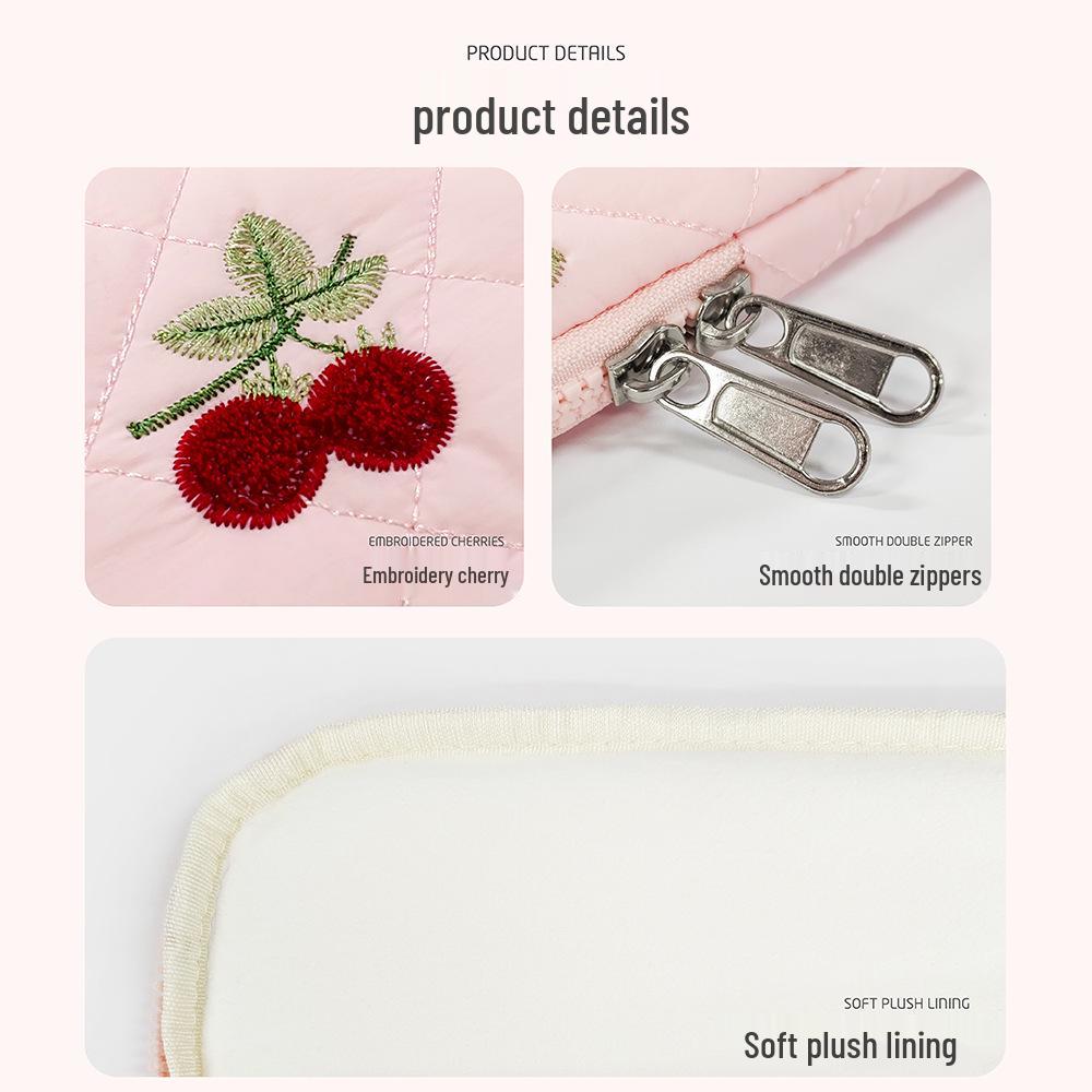 Capa para Laptop e Tablet Estilo Coreano Cereja para Mulheres - Serve para 13,3", 14", 15"