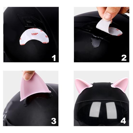 2 szt. Modny kot Łatwy w uszach Wygodna, jednokolorowa silikonowa naklejka dekoracyjna na kask