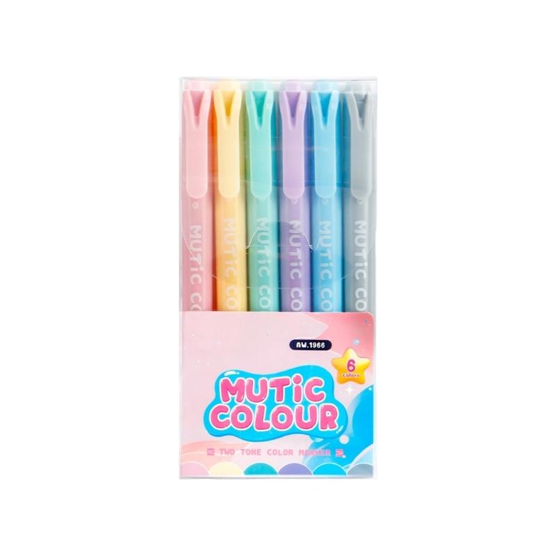 6/12/24 Colors Highlighter Markers Multifunctional Highlighter Pen Fluorescent Pen Double-Head Highlighters for Journal