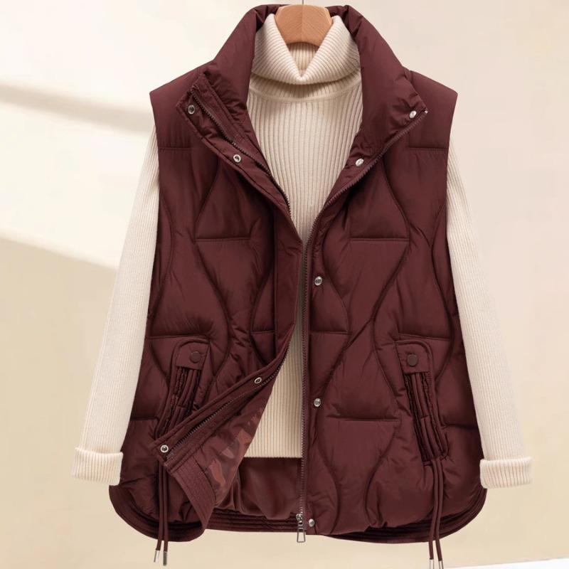Autumn and winter new vest women's loose stand-up collar thickened down cotton jacket vest cotton vest trendy