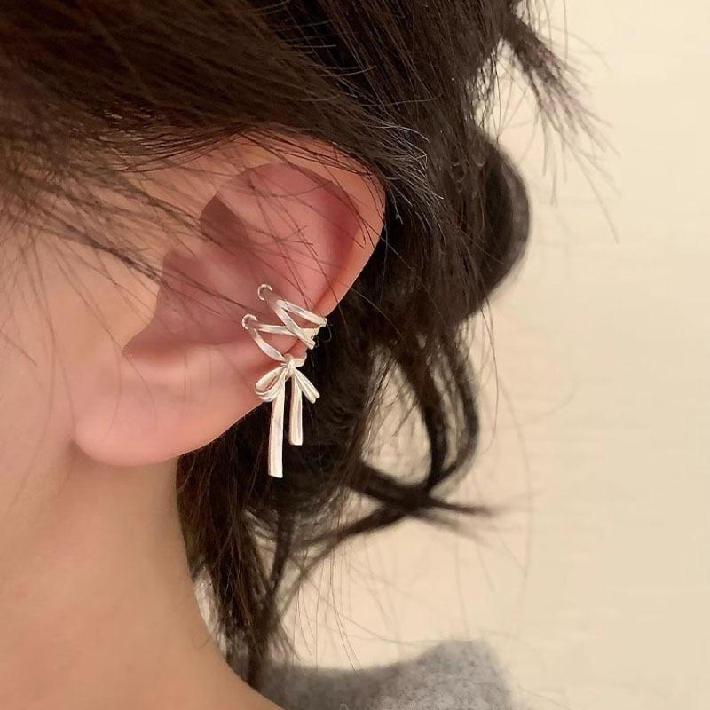2026 Versatile Shakable Bow Ear Bone Clip Female Personality Simple Versatile Temperament No Ear Piercings Earrings Earrings
