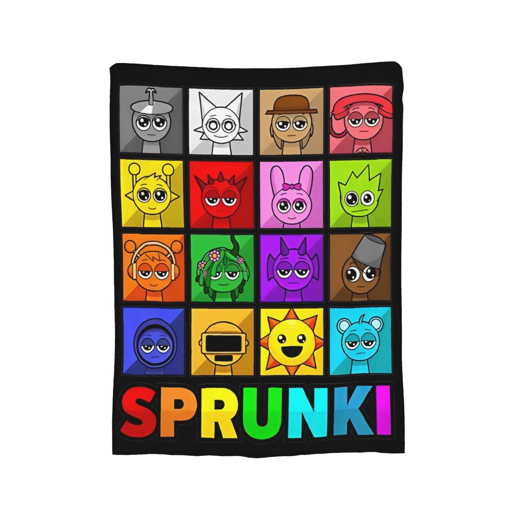 Coperta Gioco Cartone Animato Sprunki Incredibox Coperta Plaid in Flanella Decorazione Estiva per Condizionatore Morbida Calda Copriletto
