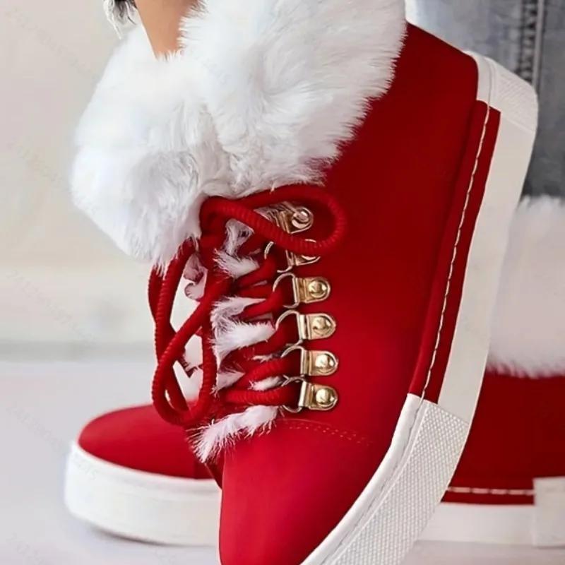 2024 Winter Women Boots Warm Shoes for Women Fur Ankle Boots Increased Height Shoes Thickened Ladies Snow Boots Big Size 43 Bota