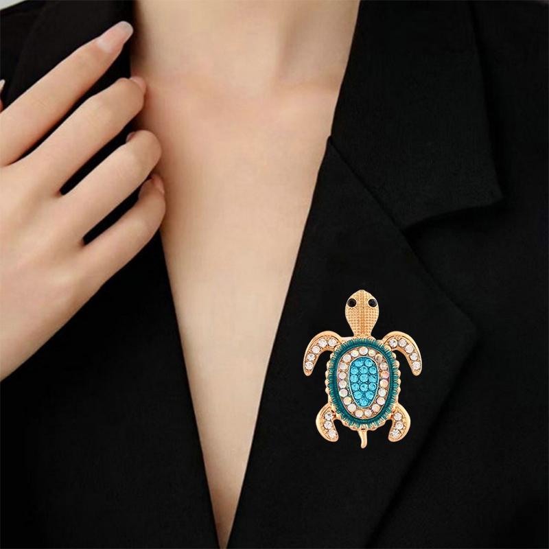 Fashion Shiny Rhinestone Animal Turtle Brooches For Women Clothing Coat Banquet Accessories Gifts