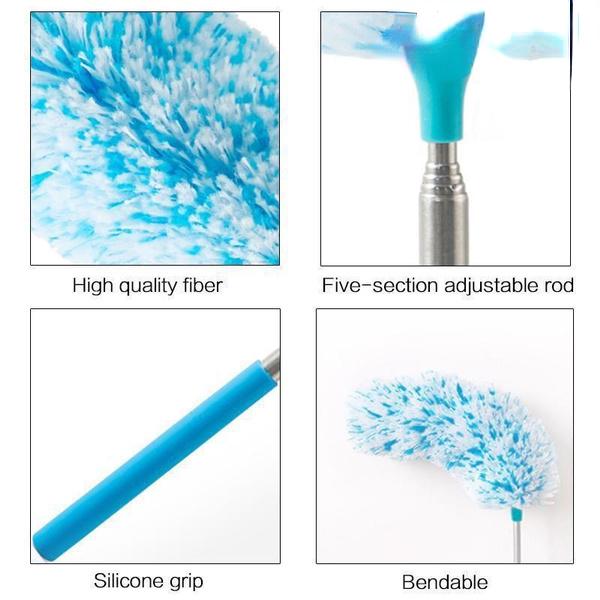 1 x waschbarer Staubpinsel, ausziehbarer Staubwedel, Teleskop-Mikrofaser-Reinigungswerkzeug mit langem Griff