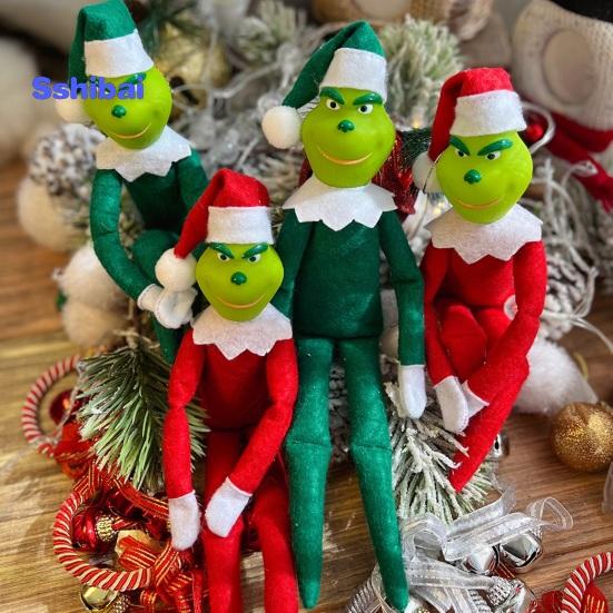 Christmas Elf Doll PVC Toy Eco-friendly Soft Texture Versatile Green Elf Ornament for Festive Decor