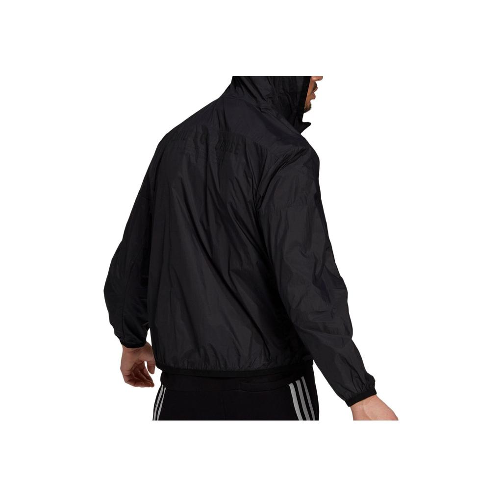 Adidas Solid Color Kangaroo Pocket Half-Zip Detail Hooded Jacket Men Outerwear Black GQ6265