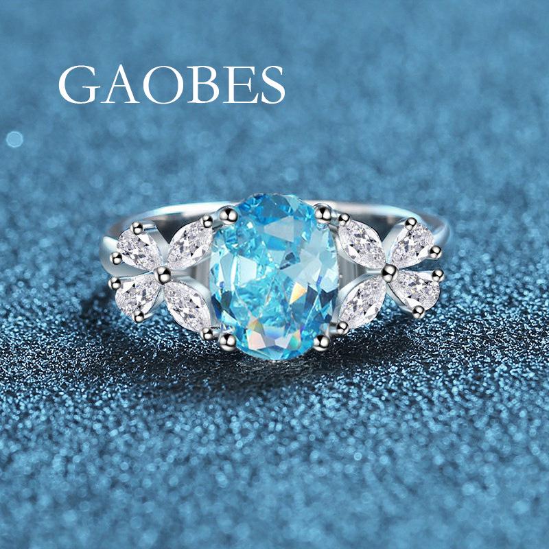 

Женское кольцо из стерлингового серебра S925 цвета морской волны и зеленого цвета - элегантные украшения в корейском стиле Size 7 моря/синий