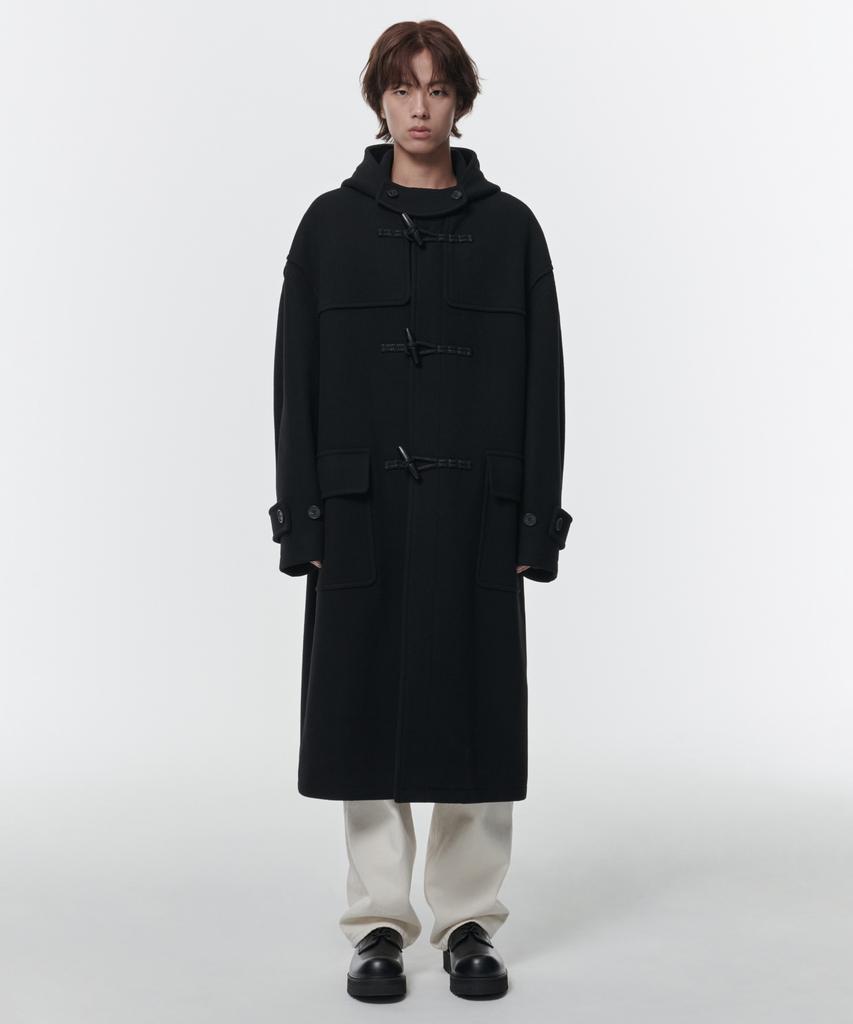 Musinsa Standard Wool Blend Extra Oversized Duffle Coat [Black]