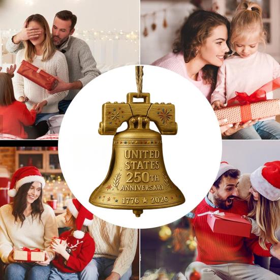 US 250th Anniversary Liberty Bell Money Holder Commemorative Bell Ornament Christmas Money Holder for Cash Patriotic Memorial Gifts for Collectors