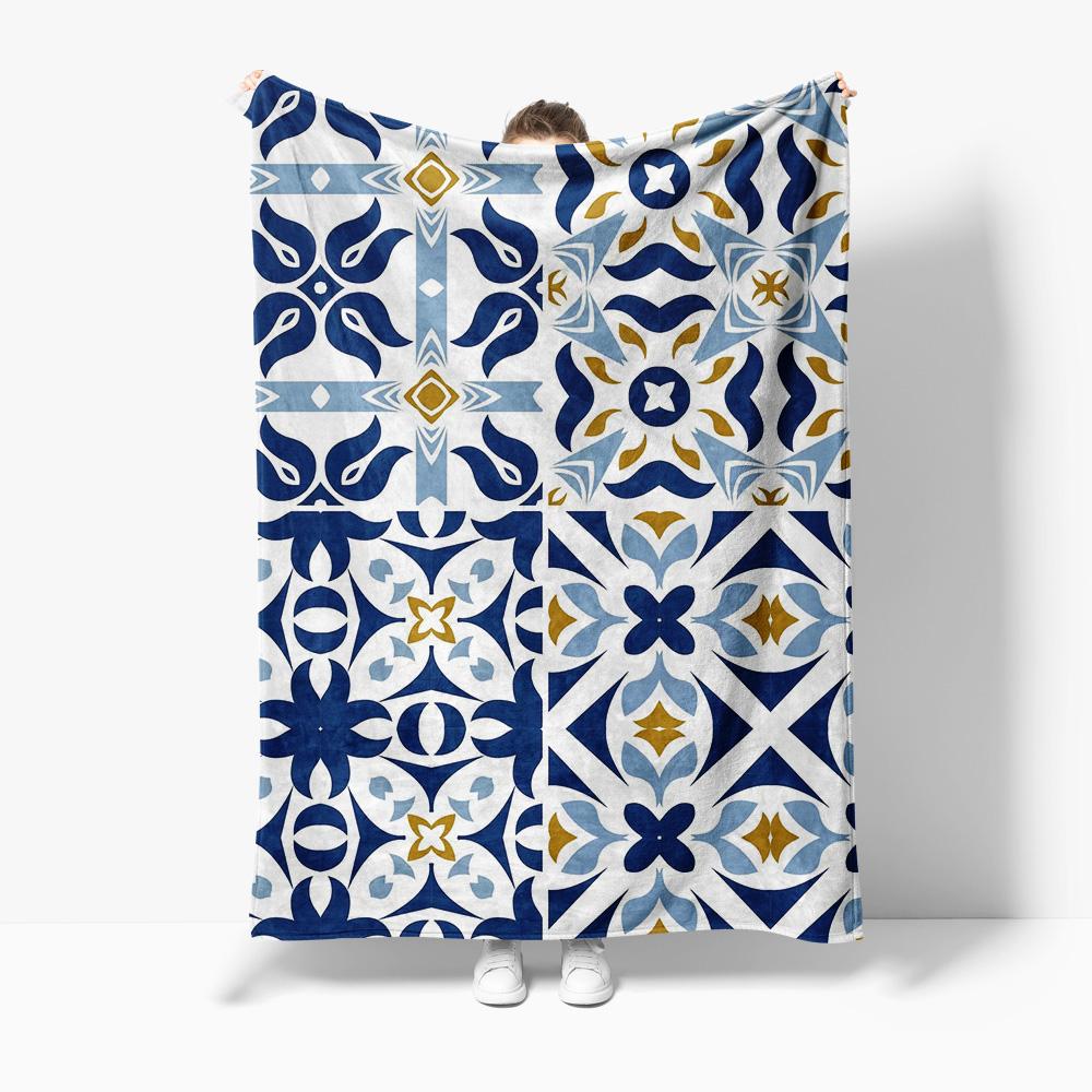 Watercolor Floral Pattern Blanket Bohemian Bedding Throw Soft Fleece Blanket for Sofa Couch Decorative Throw Blanket 75x100cm