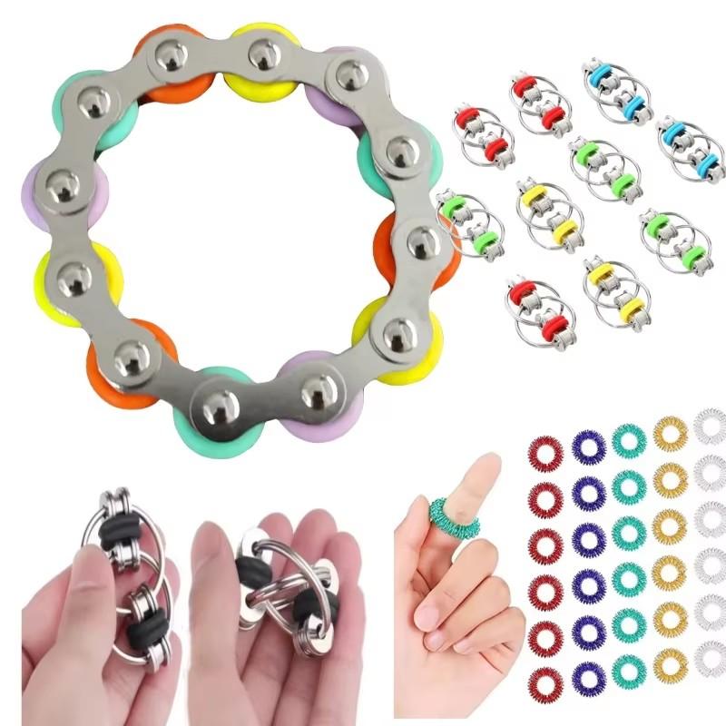Adhd Anxiety Relief Antistress Metal Keychain Ring Finger Venting Sensory Plaything Flippy Bike Chain Decompression Toy