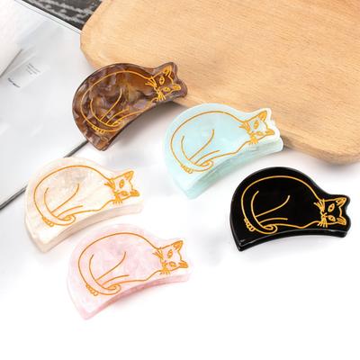 Hair Claw Cartoon Cat Design Back Head Hair Clip Anti-slip Teeth Strong Grip Shark Hair Clip Versatile Hair Accessory