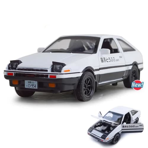 Initial D Alloy Model Car Takumi Fujiwara AE86 Trueno Project D Specification 1/32 Scale (White)