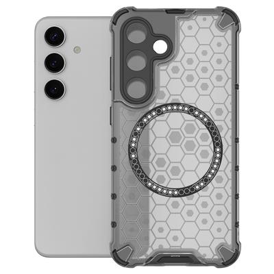 For Samsung Galaxy S24+ Case Honeycomb Magnetic Phone Cover Hybrid TPU+PC Material
