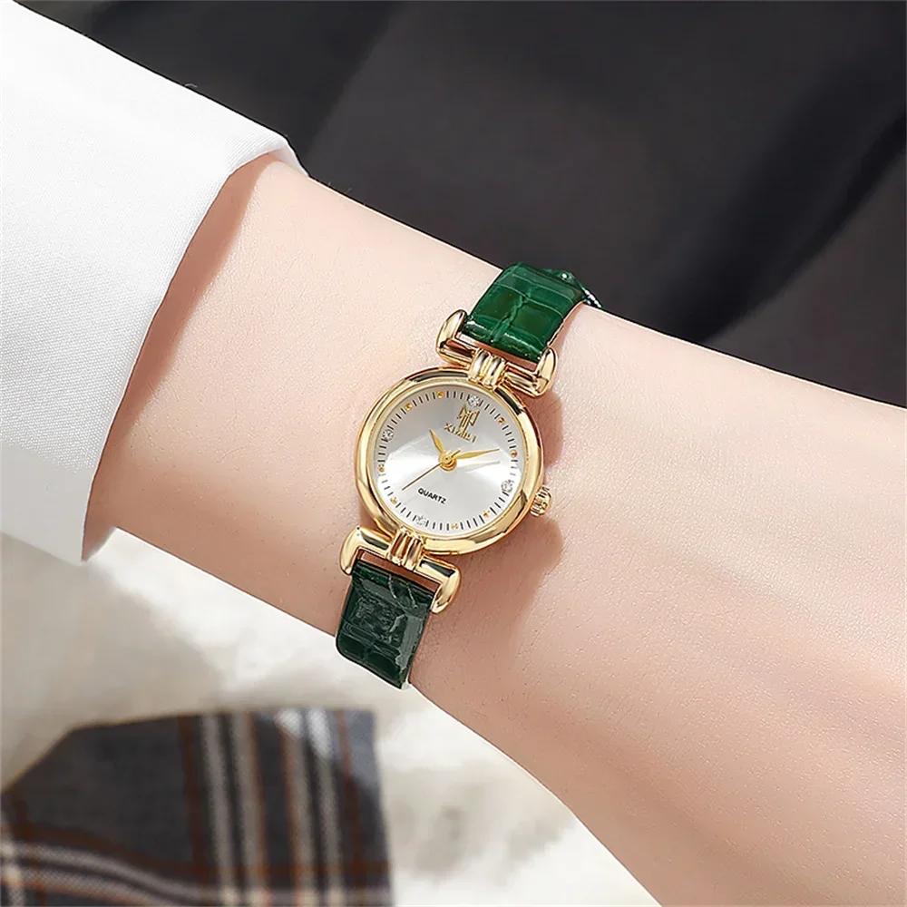 Ladies 2026 New Fashion Small Simple Diamonds Business Quartz Watch Women's Green Women Dress Clock Luxury Gift Wristwatch