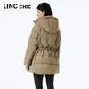 Parka mi-longue ample à capuche pour femme Jinyujie