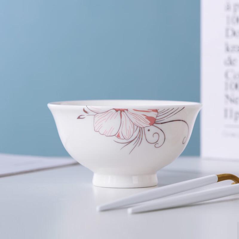 Haoya Jingdezhen Ceramic Footed Rice and Soup Bowls - Golden Powder Family