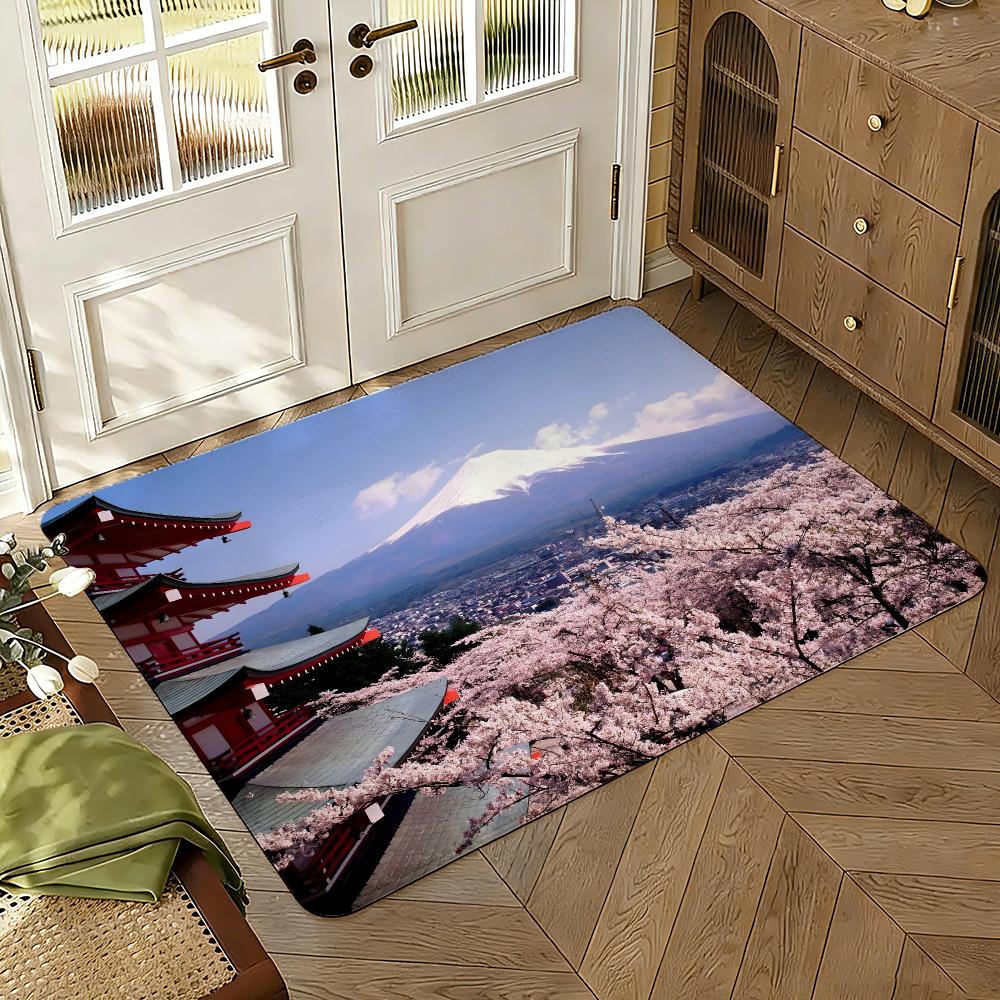 Mount Fuji Floor Mat Soft Thickened Absorbent Non-Slip Bedroom Living Room Door Mat Home Decor Flannel Rugs