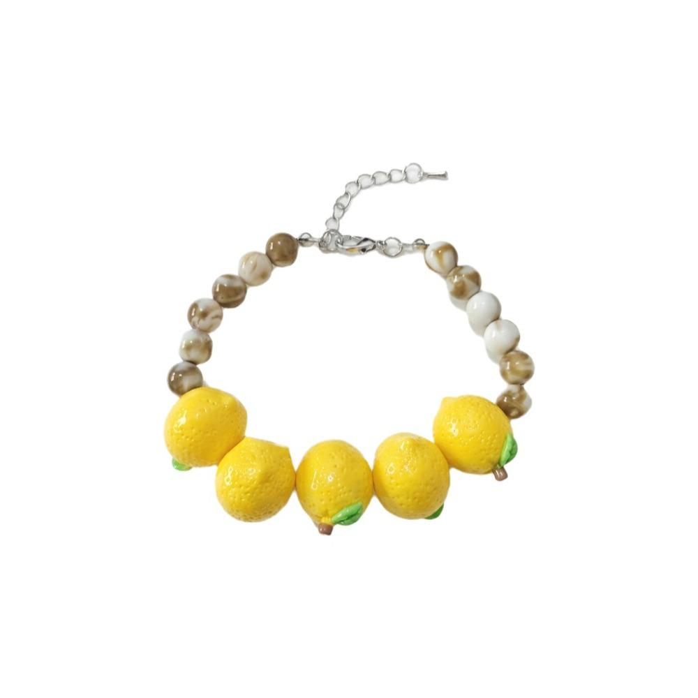 Exaggerated Lemon Bracelet Colorful Beads Stacked Bracelet Cute Fruit Beaded Bracelet  Girls Wear