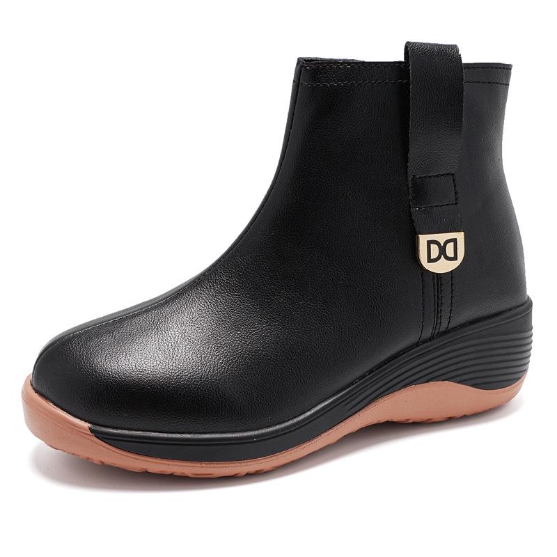 2025 Spring Soft-Soled Wedge Heel Mom Shoes: Thick-Soled, Flat Casual Boots for Height Increase