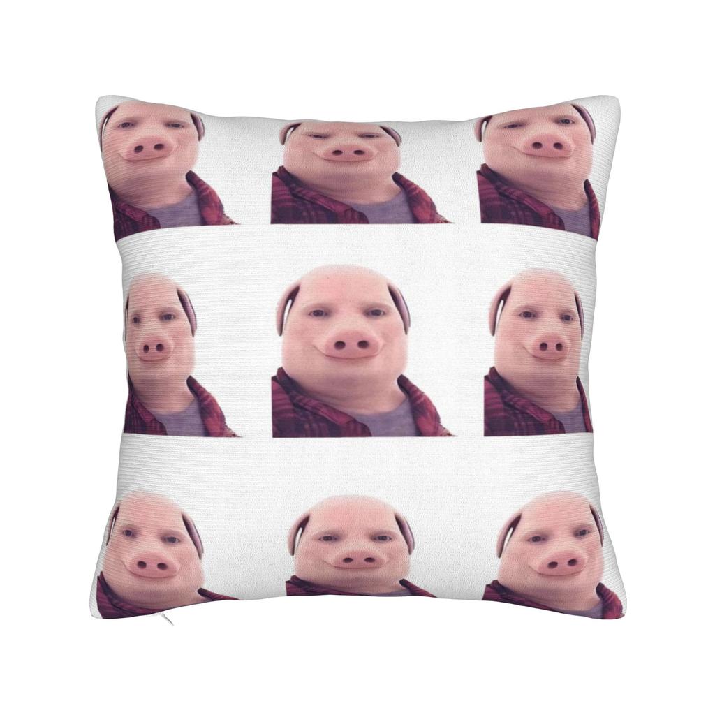 John Pork Calling Square Pillow Covers Polyester Living Room Cushion Case Funny Decor Throw Pillow Case 45*45