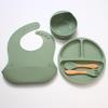 Children's Silicone Cutlery & Dinner Set: Bib, Spoon, Fork, Smiley Plate, and Bowl