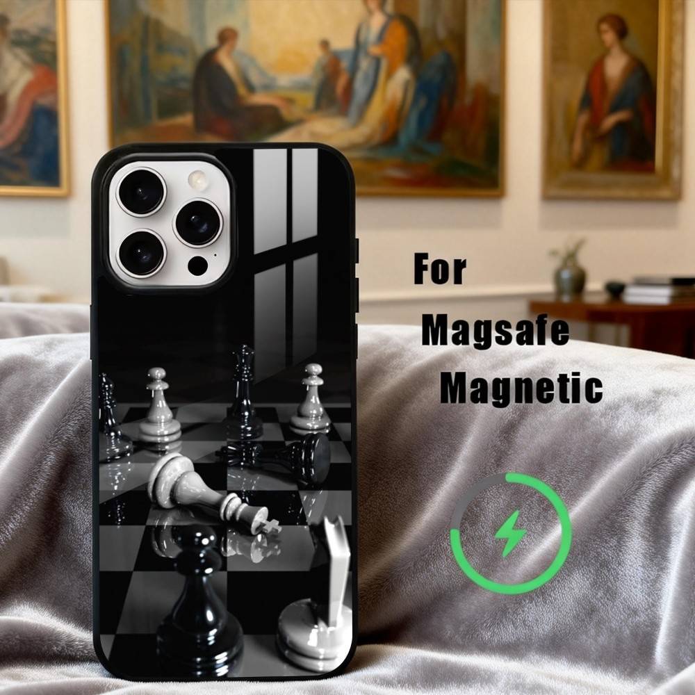 Cool C-Chess A-Art Phone Case For iPhone17,16,15,14,13,12,11 Plus,Pro Max Magnetic For Magsafe Wireless Charging