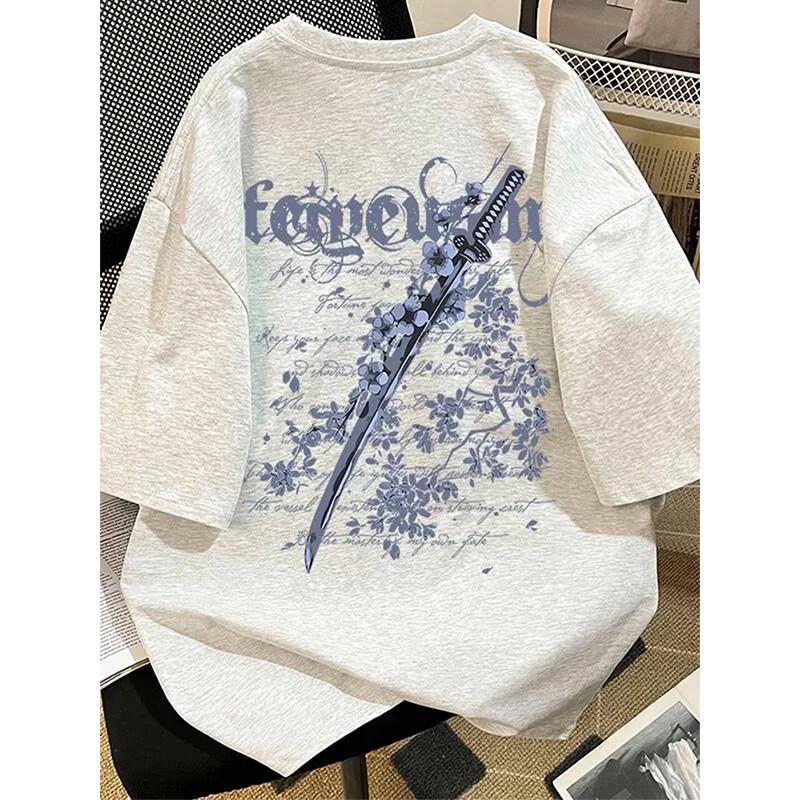 NASA MARVEL Cherry Blossom Sword Print T-Shirt M