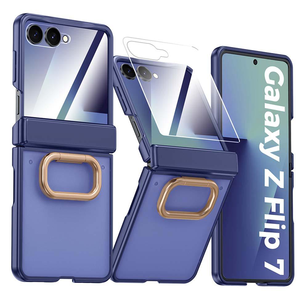 Pouzdro Samsung Z Flip7 s magnetickým kroužkem na pantu a integrovanou ochranou obrazovky