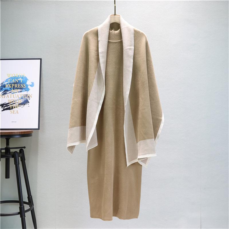 Shawl Jacket Knitted Dress Two Piece Set For Women's Autumn Loose Skirt Temperament Fashion Set