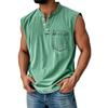 Men's Summer Solid Color Pocket Sports Buttons Vest Men's Sports Casual Vest