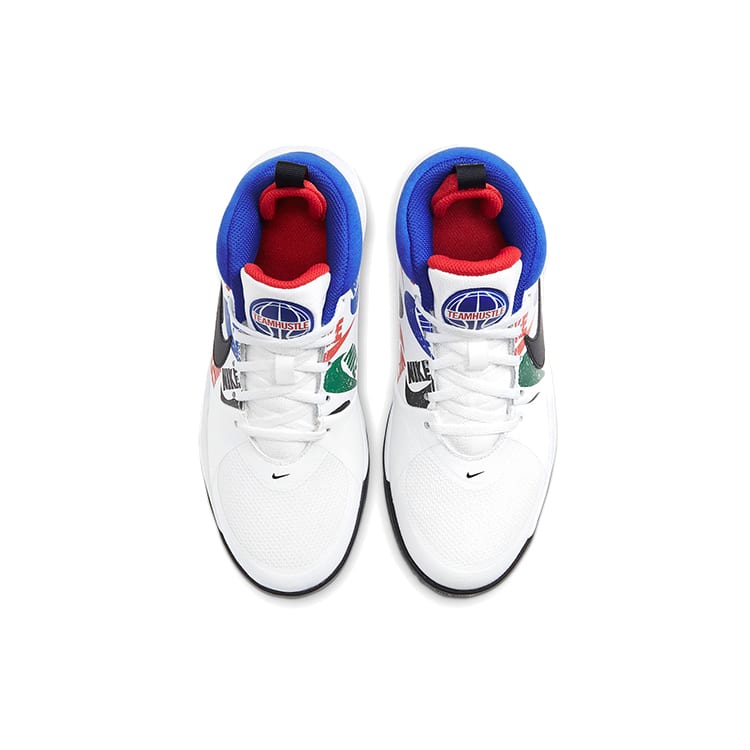Nike Team Hustle D 9 Abrasion Resistant Breathable Mid top Performance Basketball Shoes Black White Blue Unisex CW5815-100