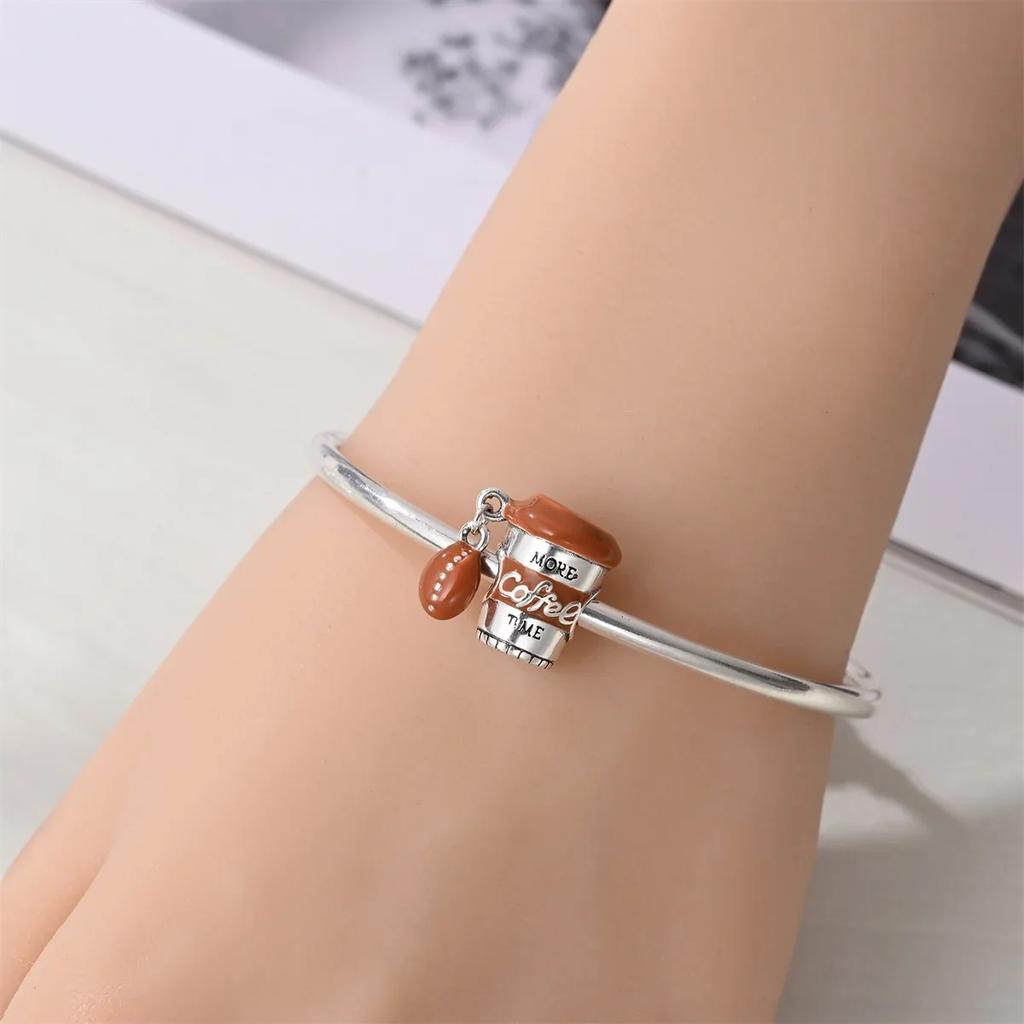 925 Silver Coffee Cup Charm Bead for DIY Bracelets Necklaces Pendants Handmade Jewelry Gift for Women Men