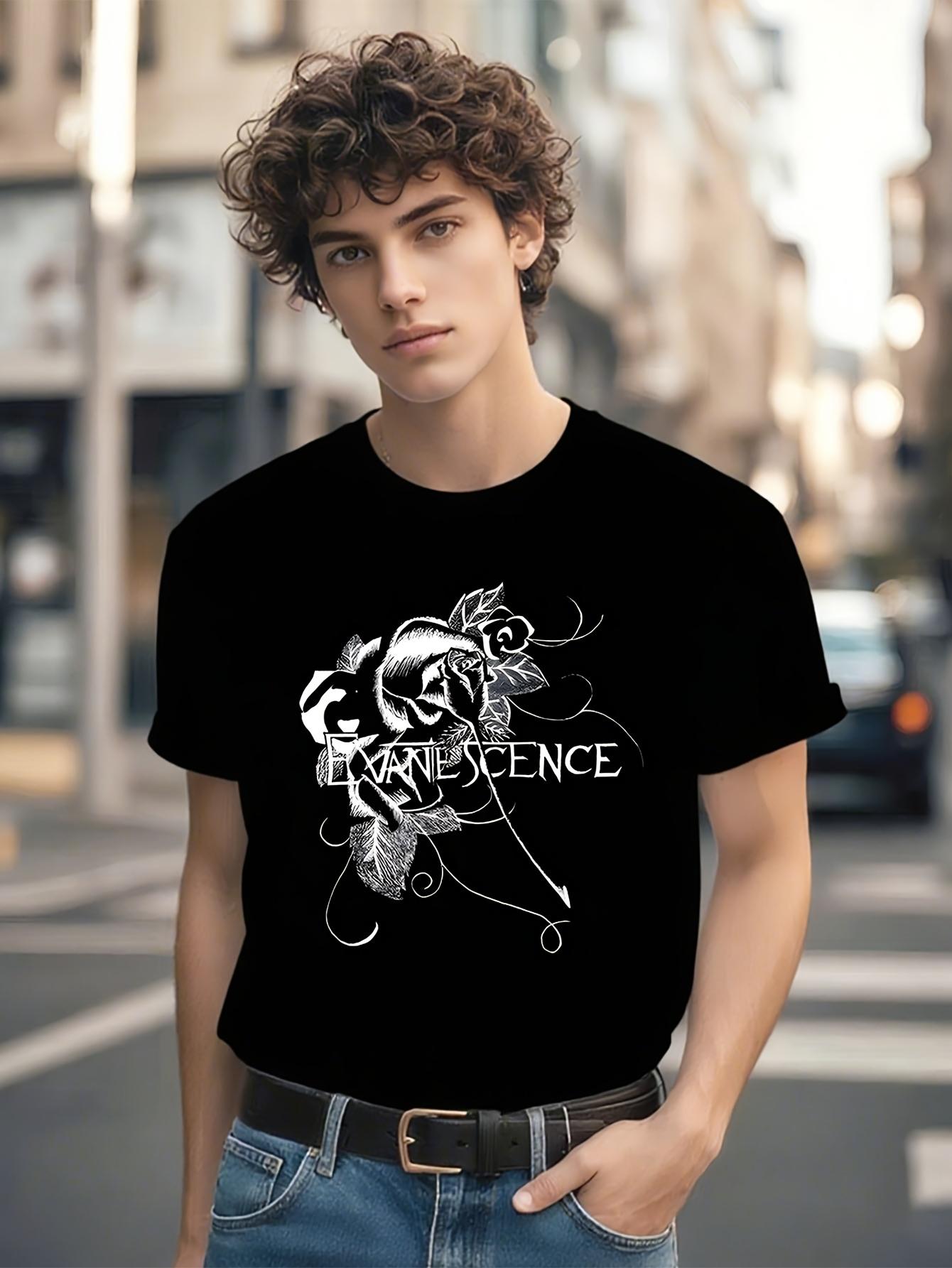 Evanescence Official Symbol Graphic Tee - Heavy Metal Band Merchandise with Gothic Font - Soft Crew Neck T-shirt for Concerts XL