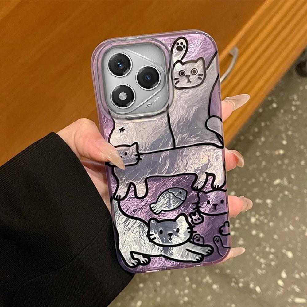 Multi Colored Line Cat Phone Cases Phone Case for Honor 400 200 Pro Magic 7 5 Lite X9a X9c X8b X8a X8c Shell Silicone Back Cover