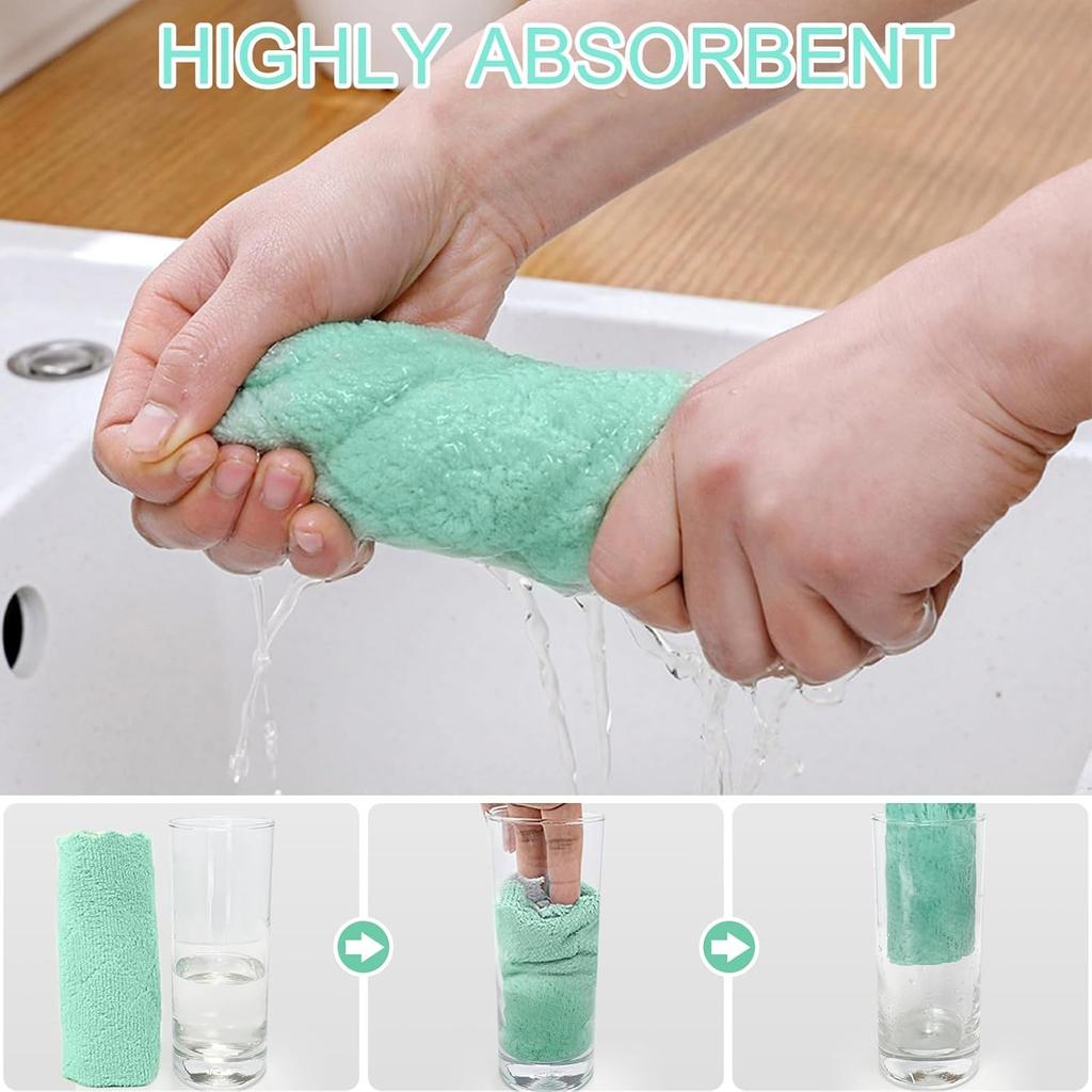 1/12pcs Cleaning Rags Thickened Coral Fleece Dish Towels Household Absorbent Non-shedding Dishwashing Cloth Kitchen Supplies