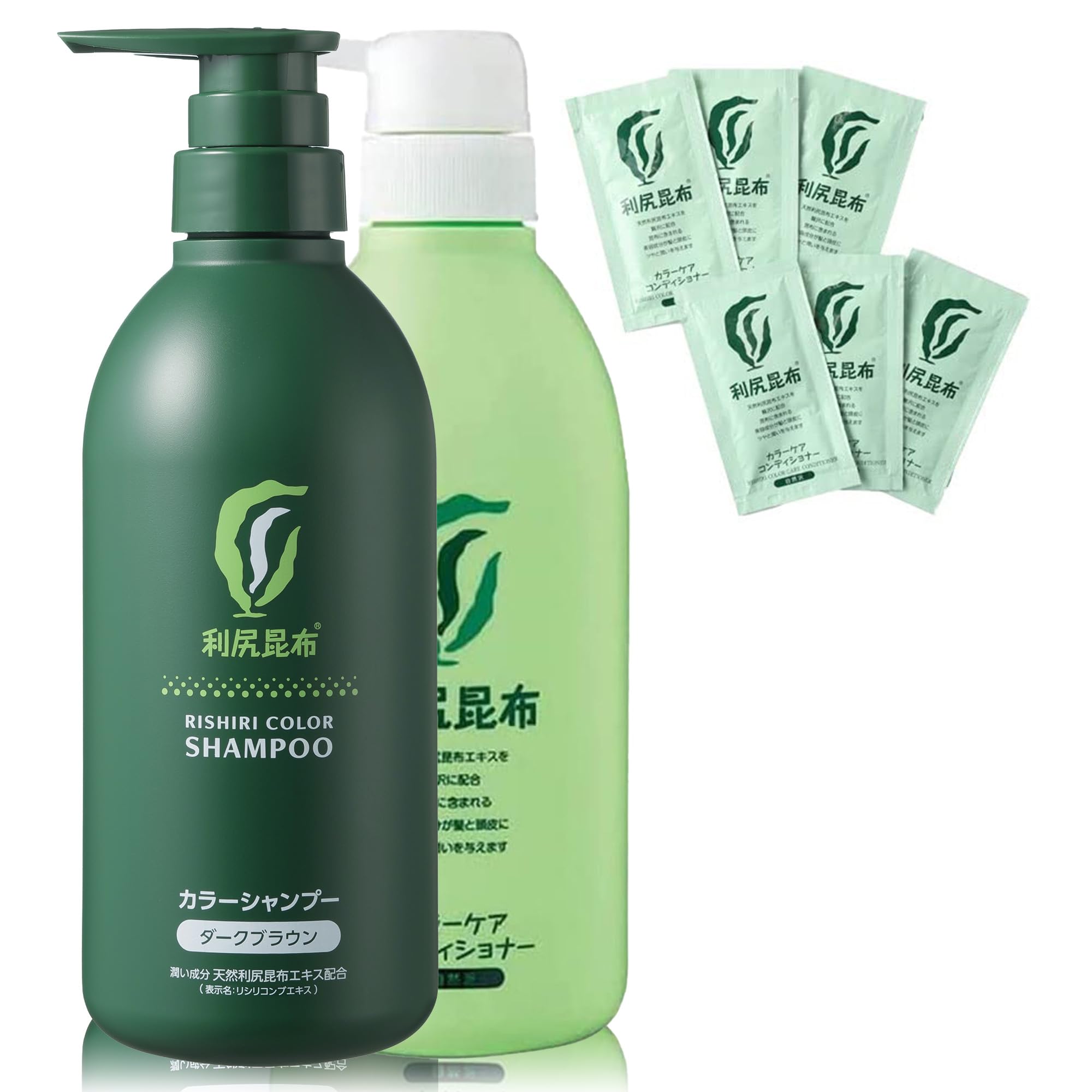 Sastty 500 мл Ришири Color Shampoo Color Care Conditioner 6 бонусных Color Care Conditioner Ришири (Susty) [Большой набор] (Темно коричневый) & [Включает пакетики]