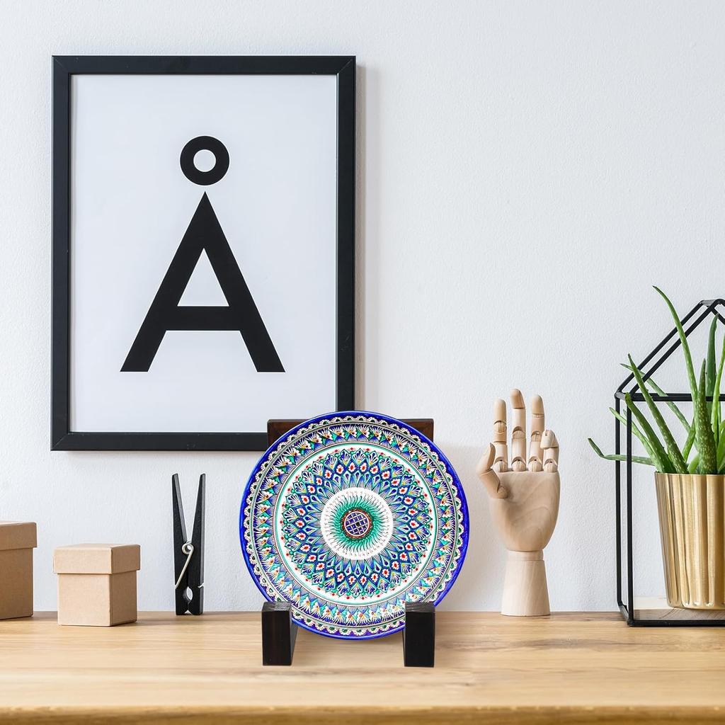 Soaoo 2 Pcs Wooden Plate Stand for Display, 8 Inch Plate Holder Decorative Picture Frame Plaque Stand Holder Easel Table Top Easels for Display