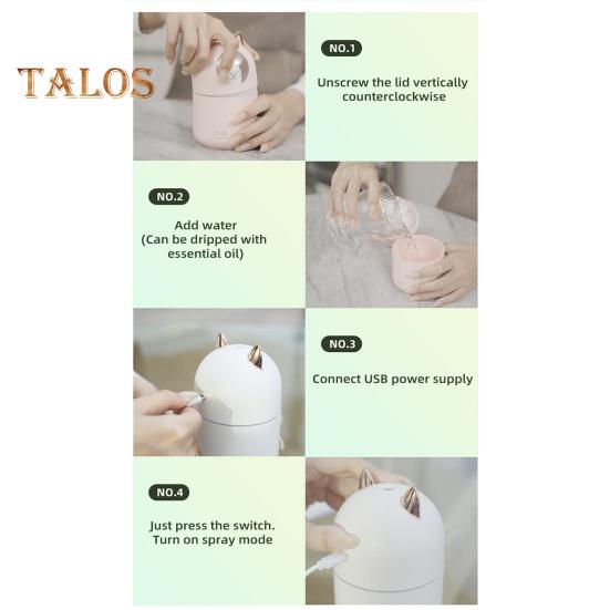 USB Luftbefeuchter Große Kapazität 2 Sprühmodi Abschaltautomatik Geräuscharm Katzenform Luftbefeuchter Ätherisches Öl Diffusor mit Nachtlicht