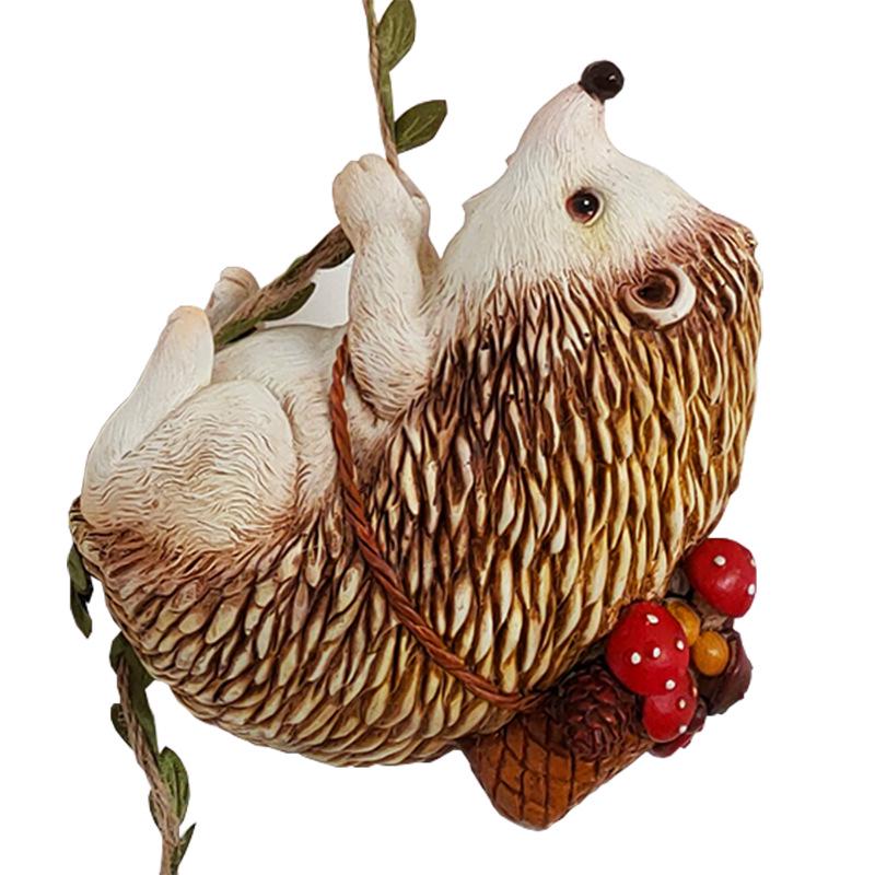 Hanging Hedgehog Tree Ornament for Outdoor Gardens & Micro Landscape Decor