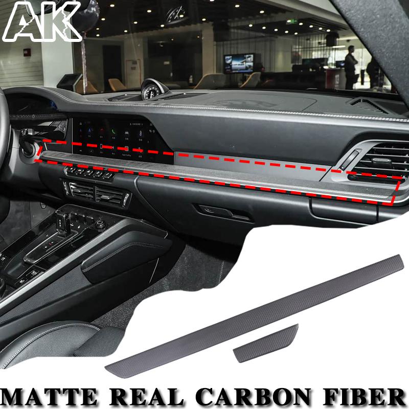 Real Carbon Fiber For Porsche 911 992 2019-2026+ Car Center Console Strip Cover Car Interior Accessories 2PCS