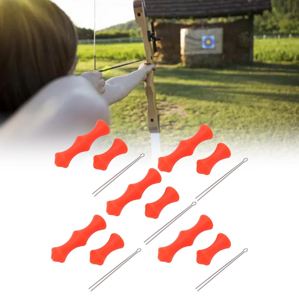5 Sets Bowstring Tabs Guard Soft Silicone Archery Fingers Protector with Mounting Pin for Outdoor Shooting