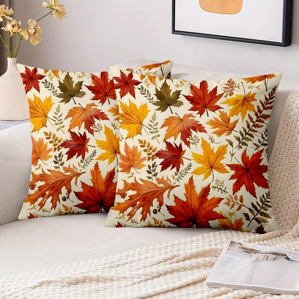 1 Pieces Autumn Leaf Patterned Decorative Throw Pillow Cushions Polyester Pillowcase,sofa  Cushion Cov Headboard Pillow