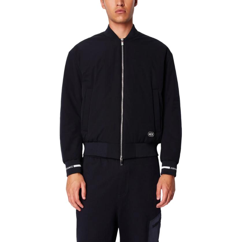 Armani Exchange SS24 Letter Logo Pattern Short Sleeve Cotton Jacket Men jackets Deep-Navy-Blue 3DZBL0-ZN3FZ-1583